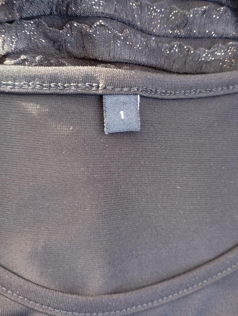 Robe courtes sans manches - à petits volants - 36 - Noir/doré - Très bon état