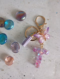 Porte-clés femme - lettre prénom - lila/rose - neuf