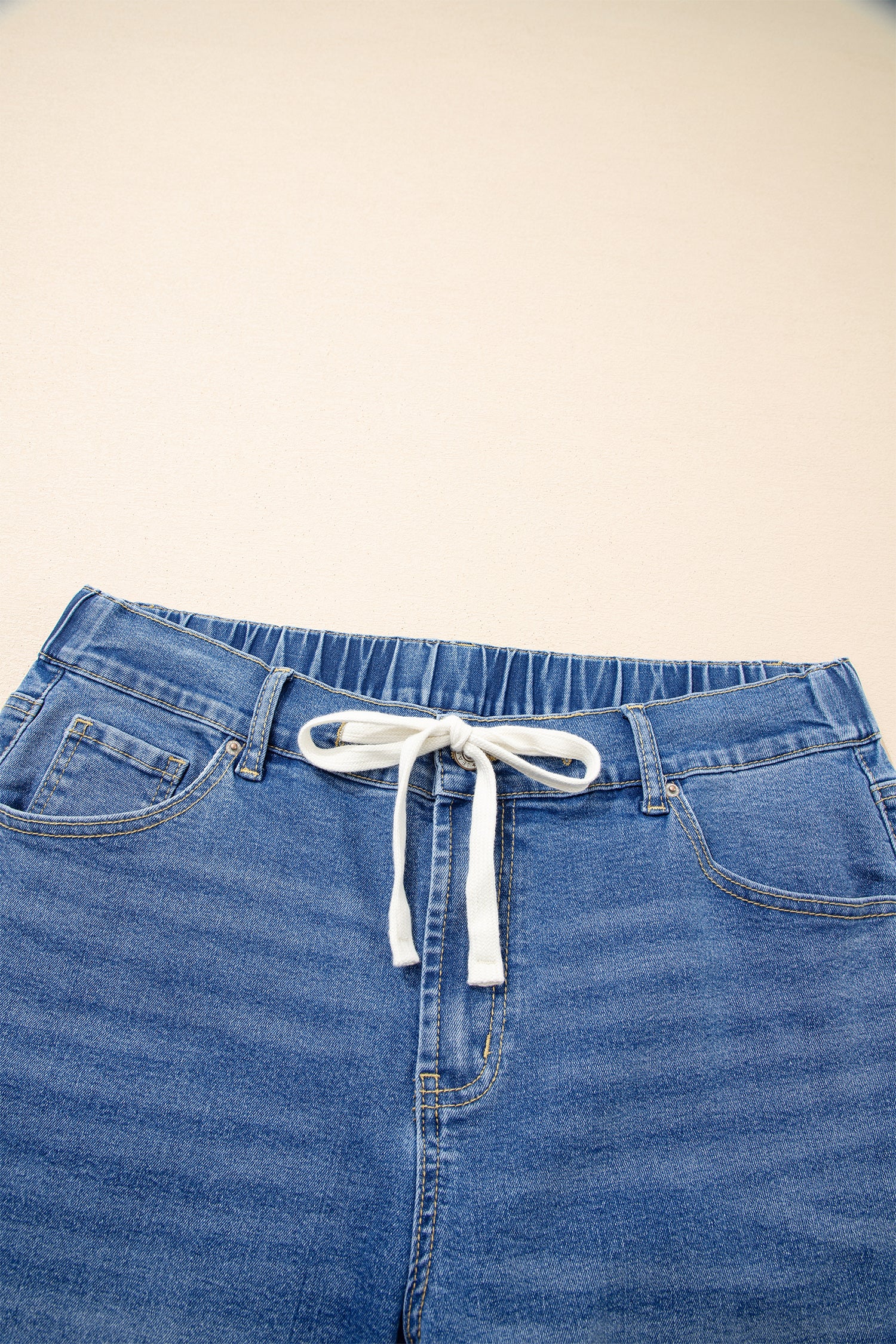 Jean Grande Taille Wide Leg à Lacets Contrastés