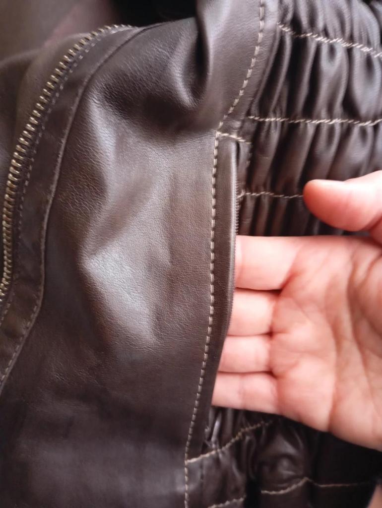Belle veste/perfecto en 100% cuir véritable - Vera Pelle taille - L - Marron