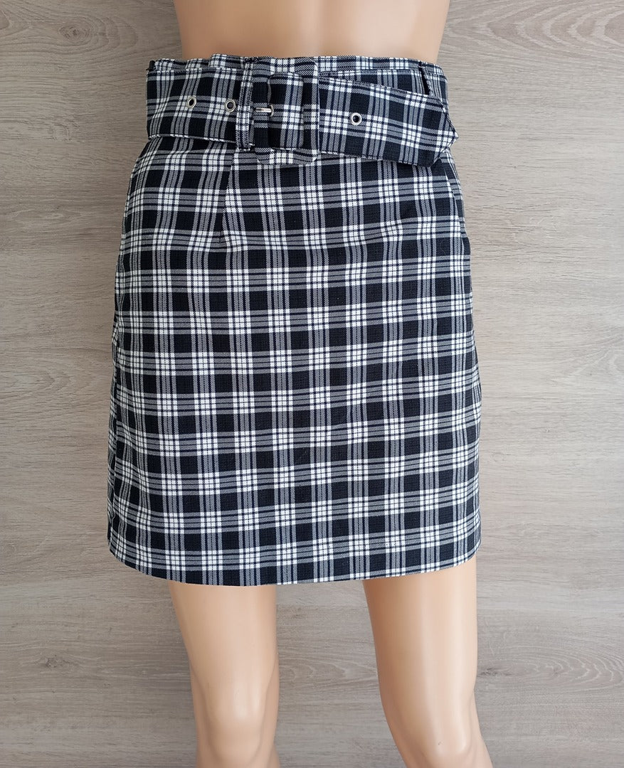 Mini-jupe H&m - 36 - Noir/blanc - Très bon état - motif carreaux