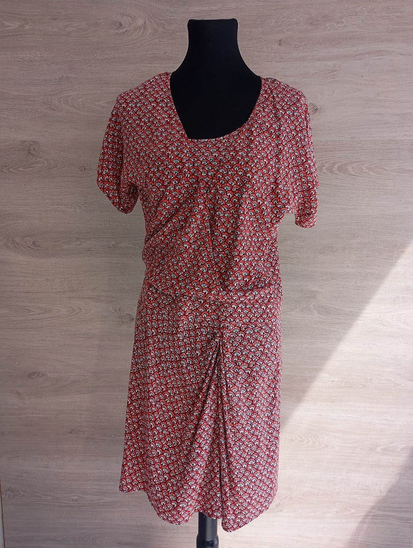 Robe Paul & Joe manches courte - L - Rouge - excellent état - 100% soie