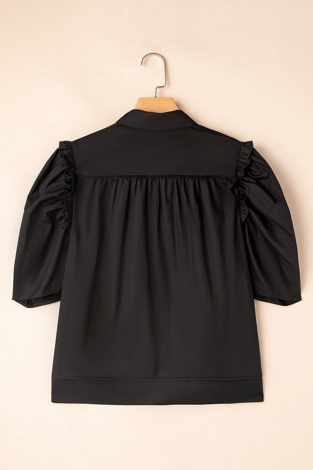 Chemise Sculpturée à Manches Bouffantes — 100% Coton