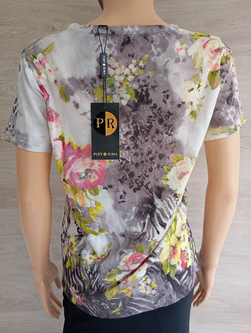Joli tee-shirt manches courtes - Punto Roma - S - Multicolore - Neuf avec étiquette