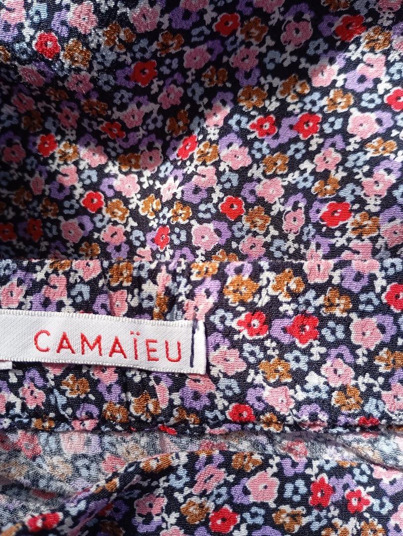 Jupe midi fleurie Camaïeu - 38 - Violet - Très bon état - motif floral - 100% viscose