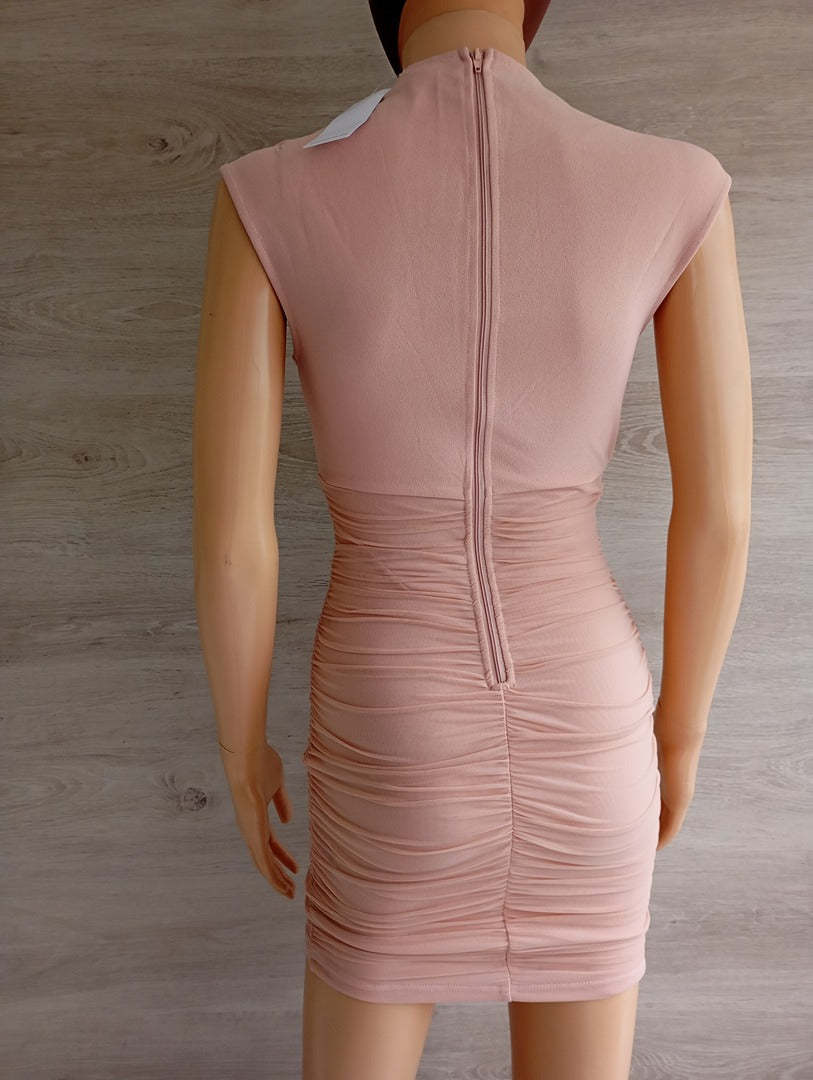 Robe mini moulante rose poudré — Privy — Taille S — Neuve