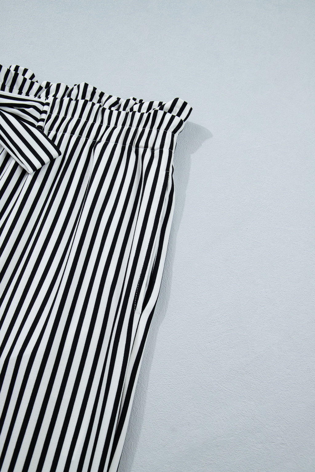 Pantalon Large à Rayures Noires — Taille Élastique & Poches Grande Taille