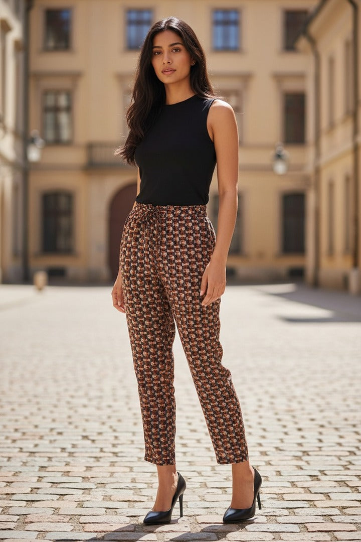 Pantalon fluide - Yikey - S - Vert/multicolore - Neuf