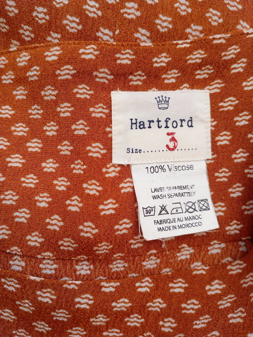 Belle robe Hartford manches courtes taille L - Orange/marron - Très bon état - 100% viscose