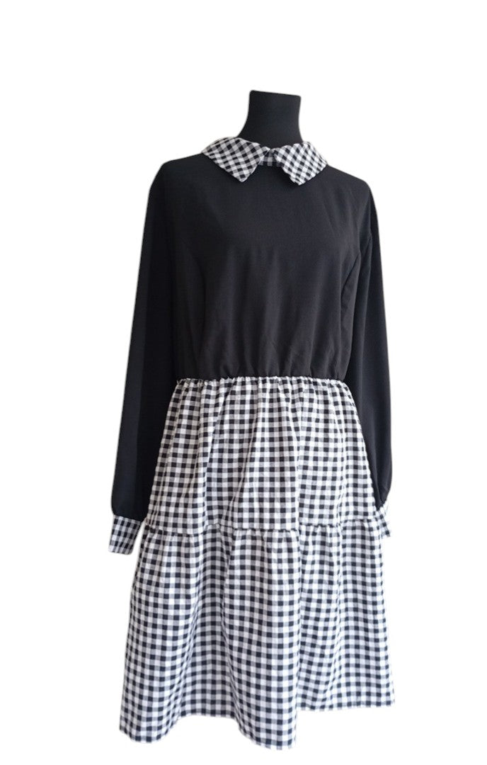 Robe Shein Fit+ - 56/58 - Noir - Manches longues - motif vichy