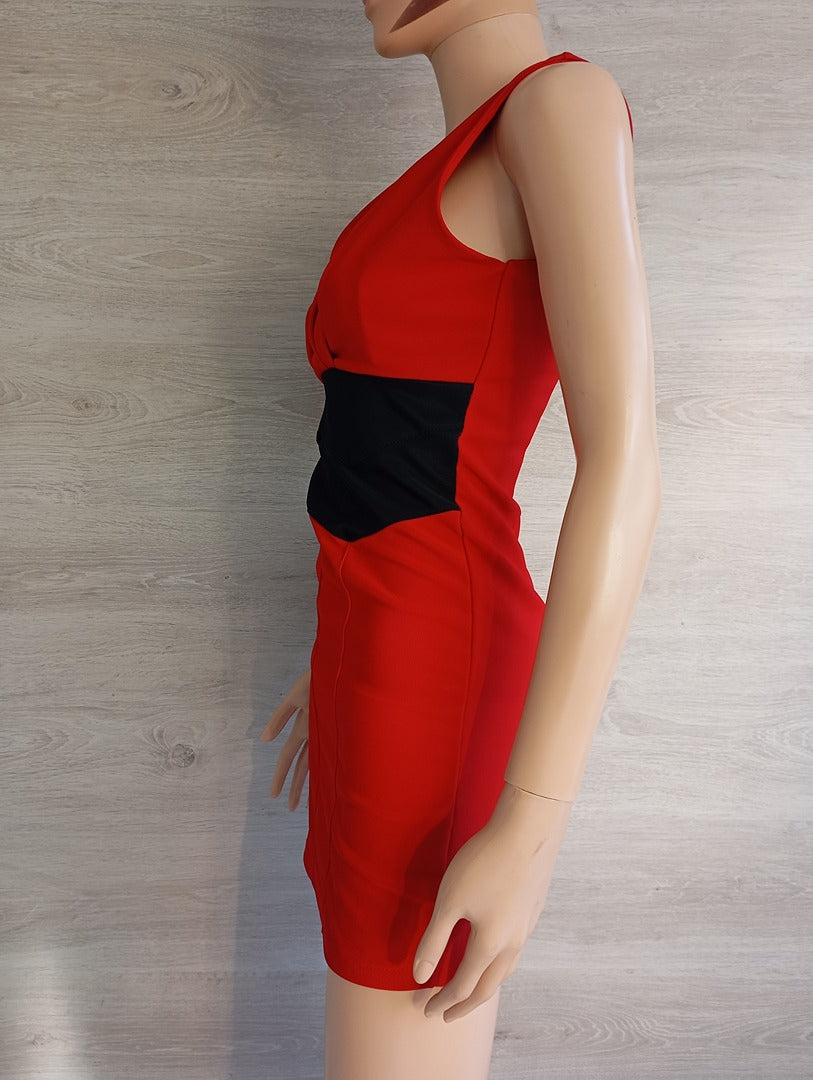 Robe courte sans manches - Orcelly - S/m - Rouge/noir - Très bon état