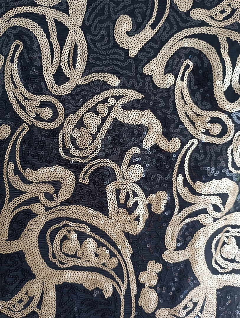 Robe de soirée dos nu noir & doré — Soky & Soka — Taille M — Très bon état