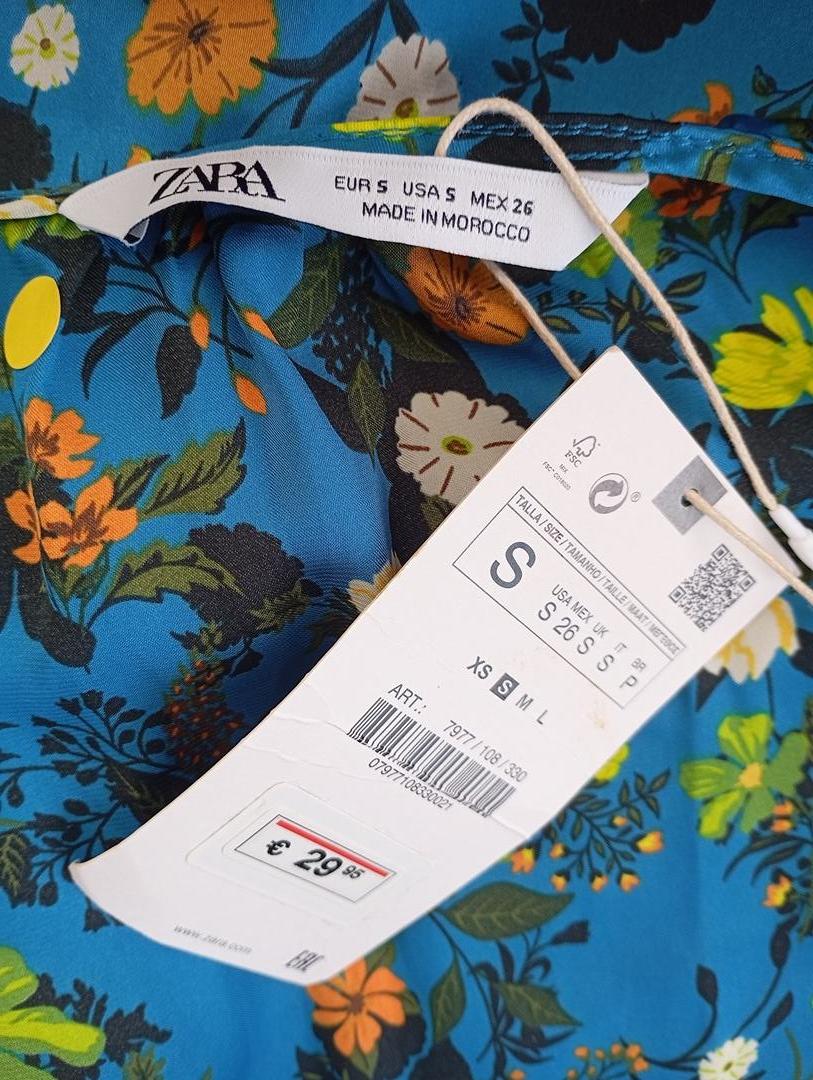 Robe courte Zara - S - Bleu fleuri - Neuf avec étiquette