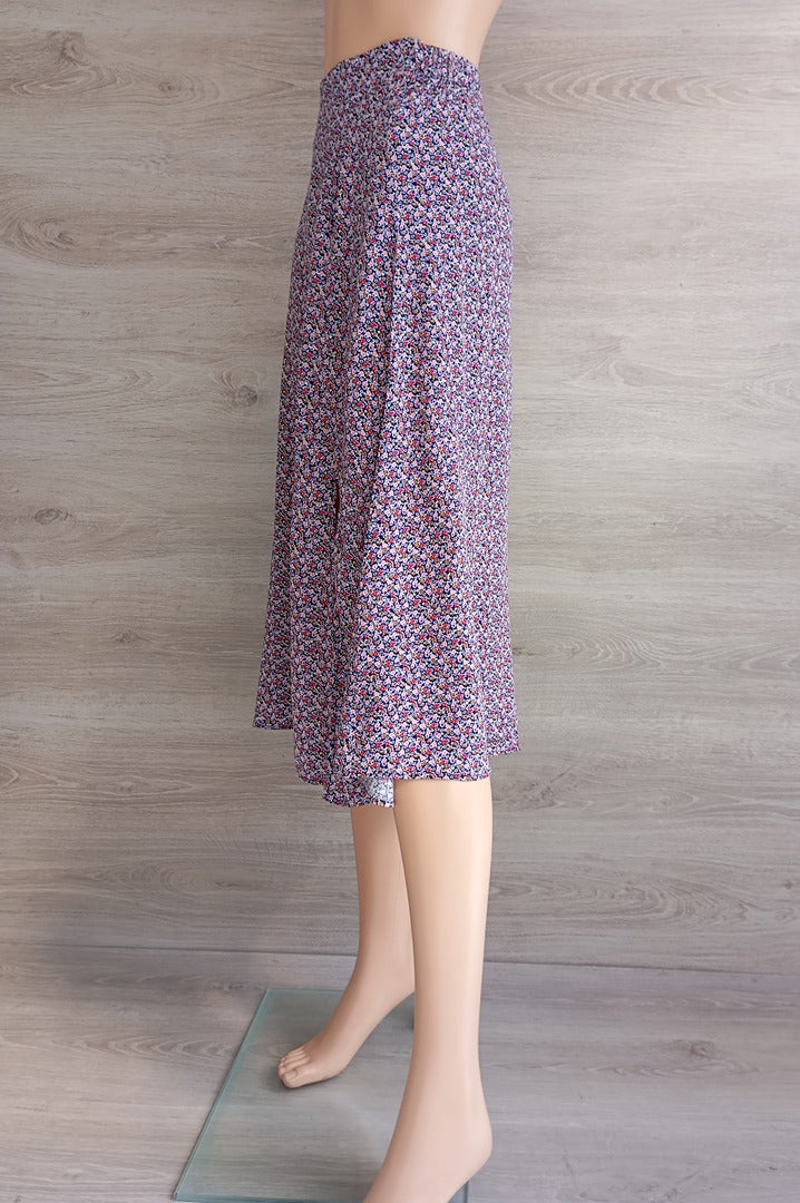 Jupe midi fleurie Camaïeu - 38 - Violet - Très bon état - motif floral - 100% viscose