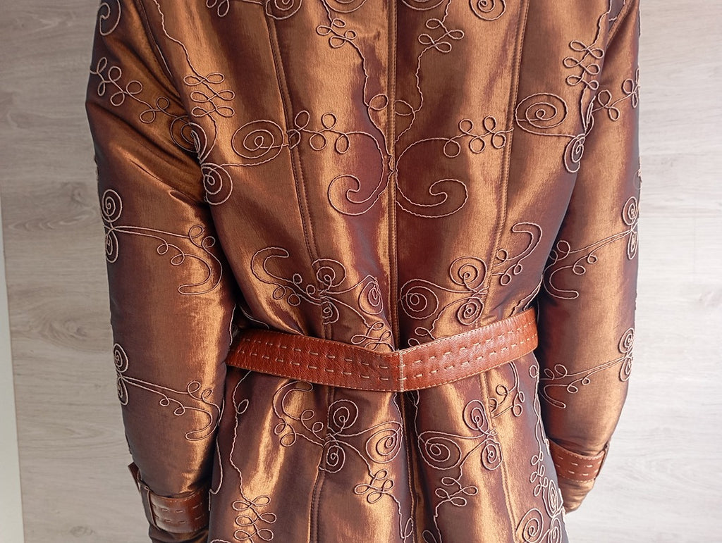 Manteau en fourrure naturelle de Renard Elazar Leather taille S - Marron bronze irisé