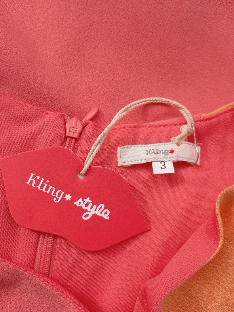 Robe courte manches courtes 🌸 Kling 🌸 L - Rose et orange - Neuf avec étiquette - style vintage