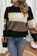 Pull Colorblock Col Rond — Épaules Tombantes