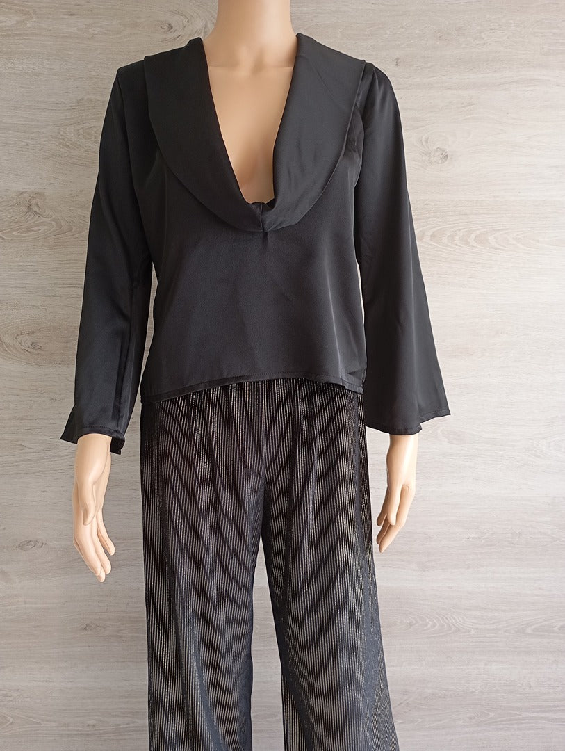 Blouse manches longues 🌸 Armonias -🌸 S - Noir - Neuf avec étiquette - visuel satin