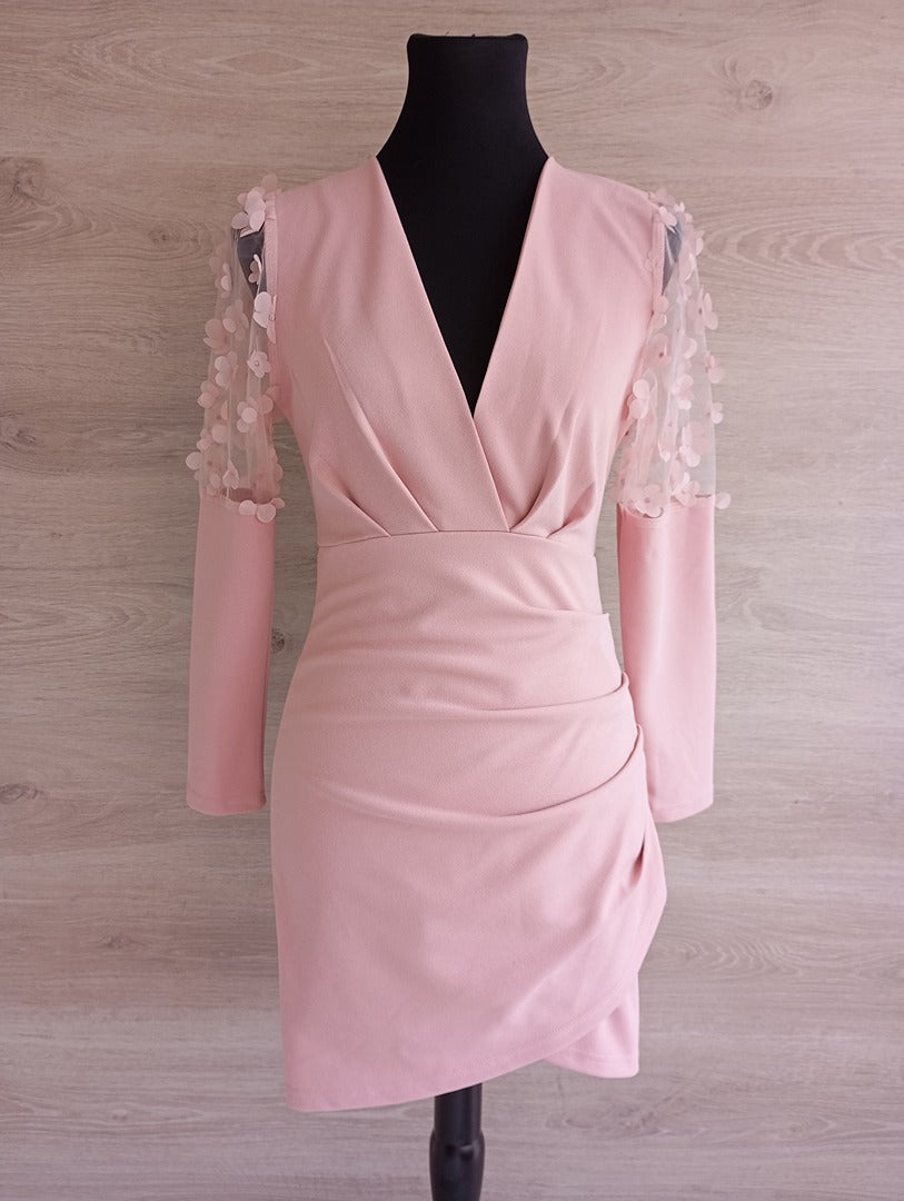 Mini robe rose fuchsia à fleurs en relief — Sheilay — Taille S — Très bon état