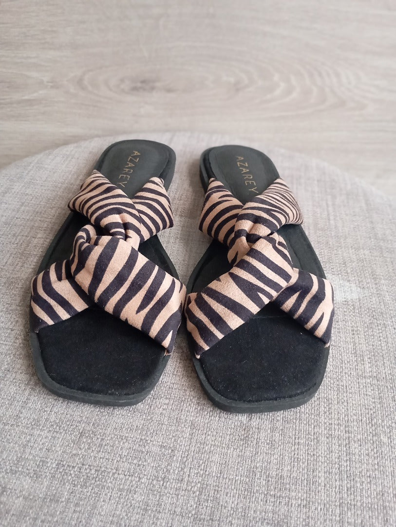 Sandales femme Azarey - 36 - Brown - neuves - style zebré