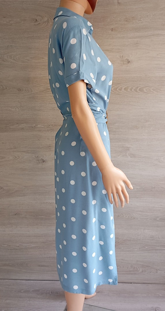 Robe chemise bleu ciel à pois — Bershka — Taille S — Très bon état