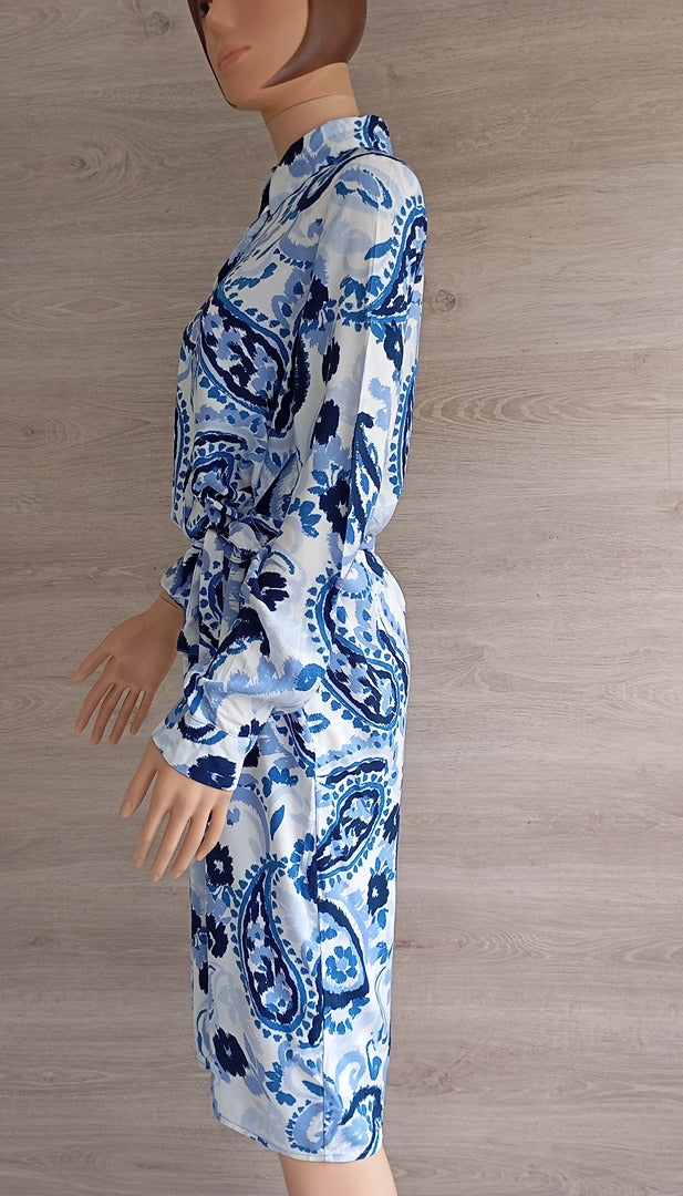 Robe chemise manches longues - Lefties - Xs - Bleu/blanc - Neuf avec étiquette - 100% viscose
