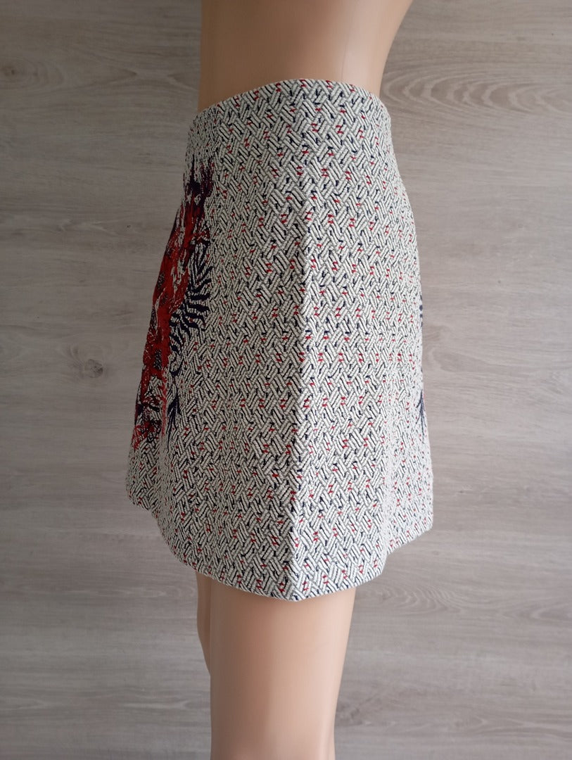 Mini-jupe 🌸 Springfield 🌸 38 - multicolore - Neuf avec étiquette - tissage jacquard - broderies