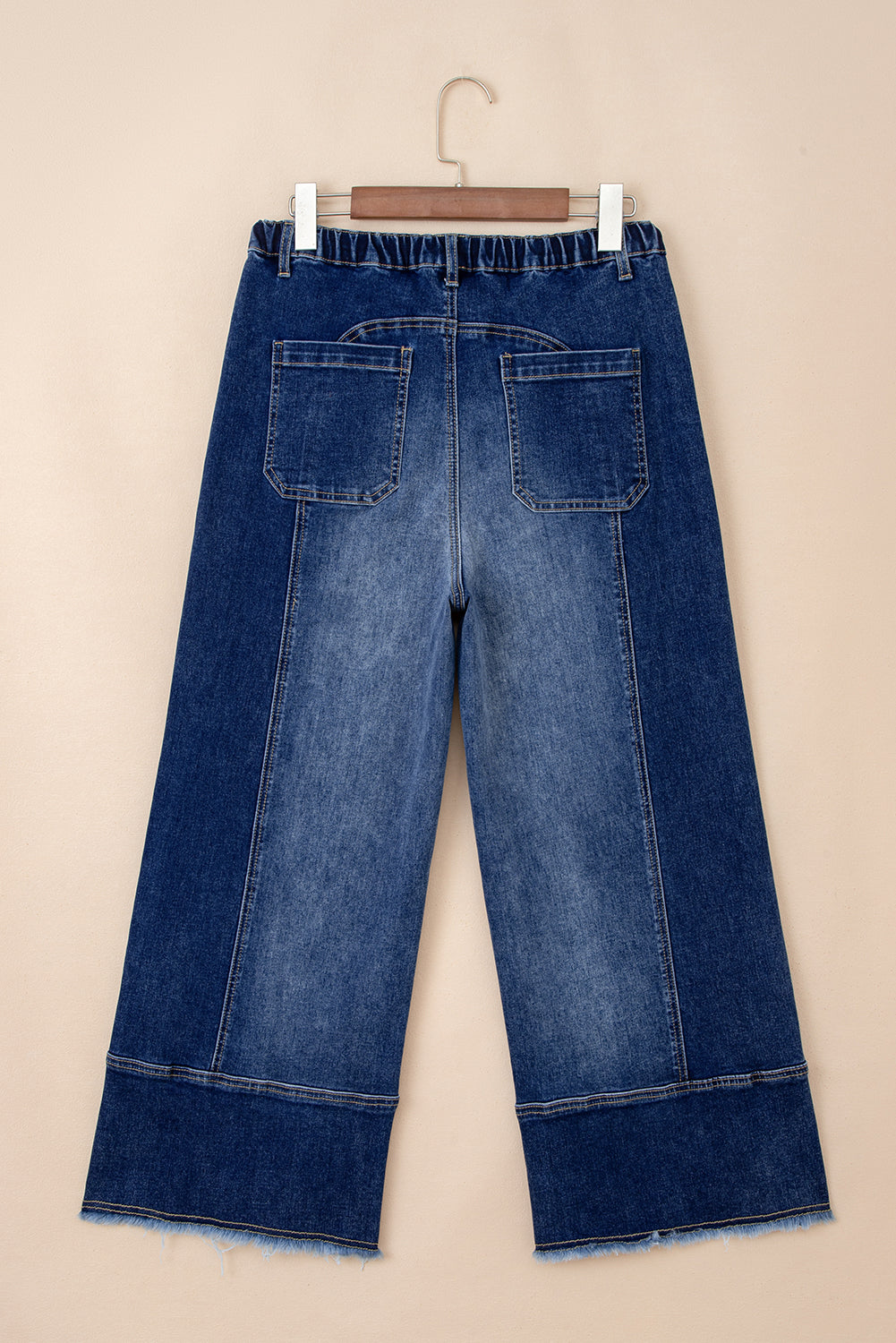 Jean Large Taille Haute – Ourlet Brut, Poches Cargo & Cordon