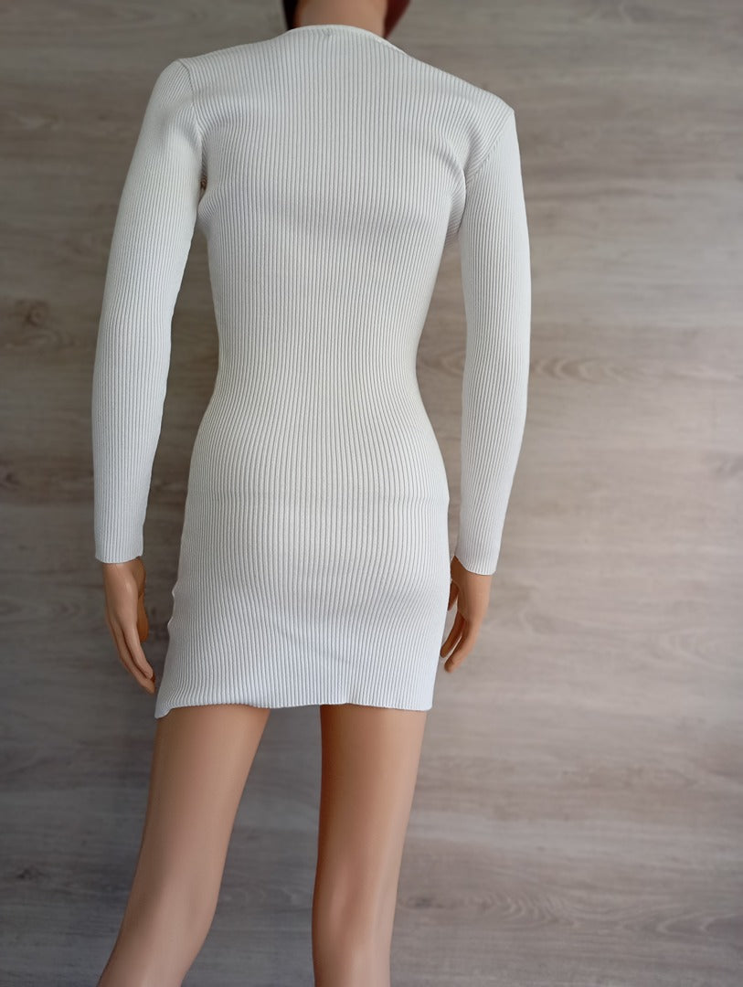 Robe pull manches longues - Mc Lorene - Taille unique - Blanc - Très bon état