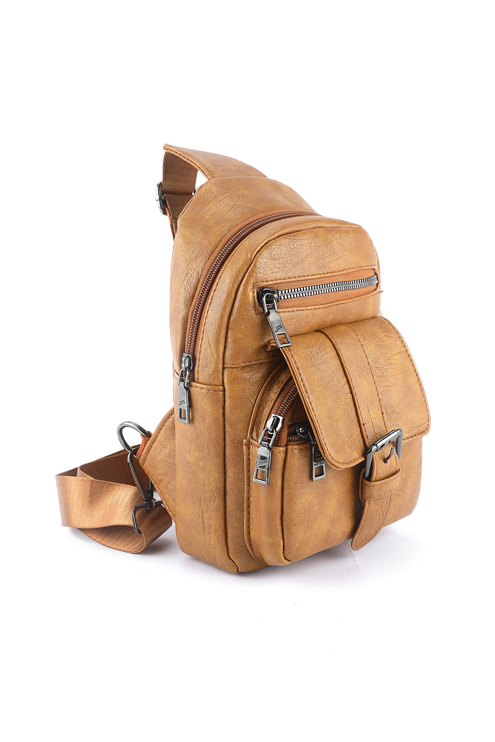 Sac bandoulière kaki vintage - Poches multiples - Simili-cuir