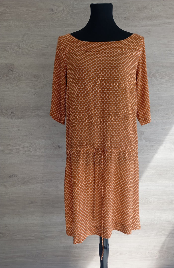 Belle robe Hartford manches courtes taille L - Orange/marron - Très bon état - 100% viscose