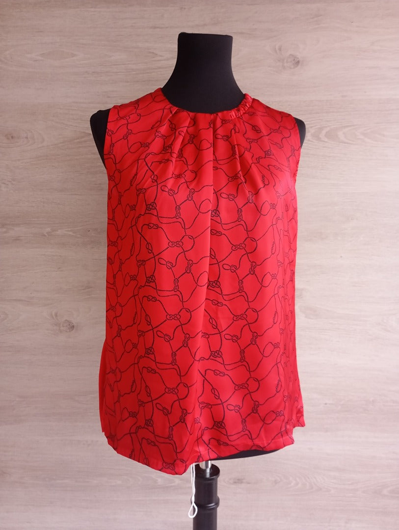 Joli blouse Cortefiel sans manches taille S - Rouge et noir - Neuf avec étiquette