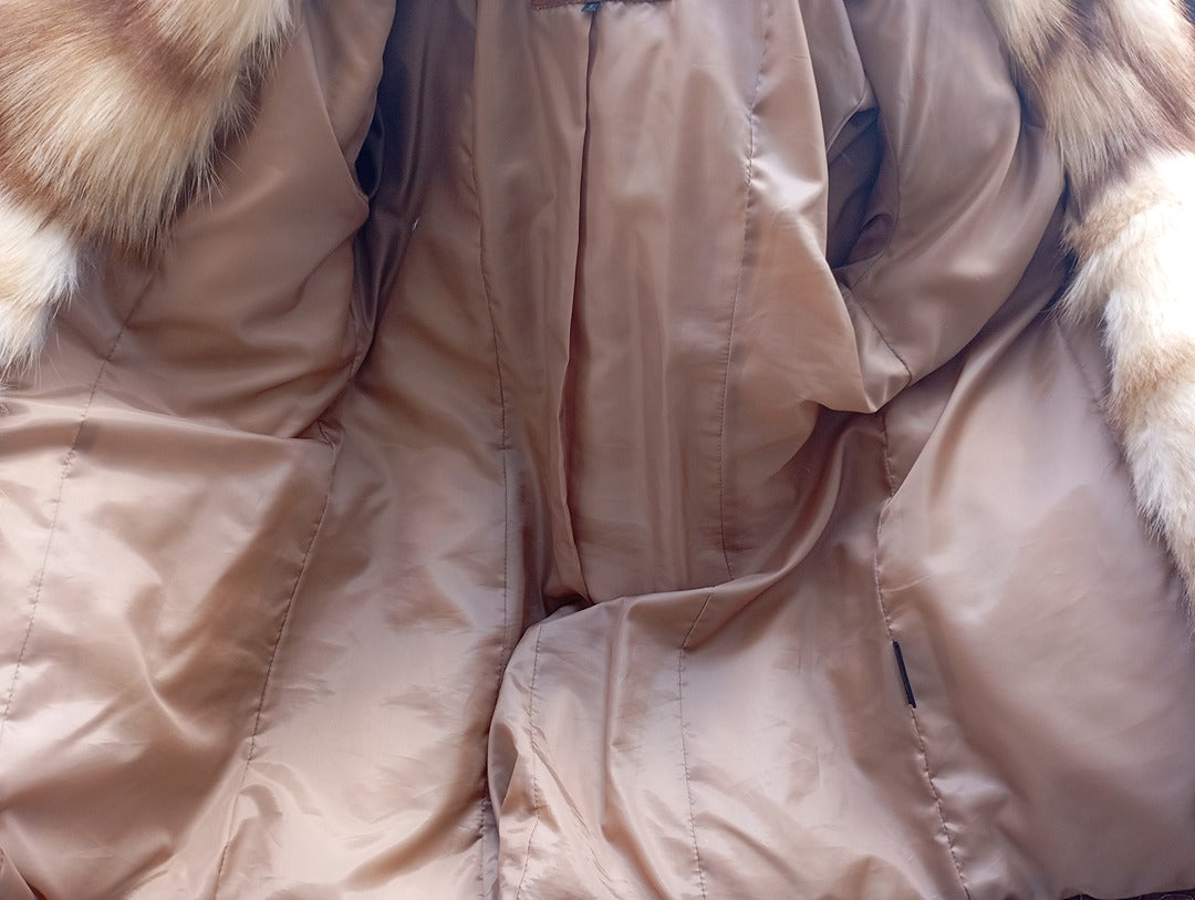 Manteau en fourrure naturelle de Renard Elazar Leather taille S - Marron bronze irisé