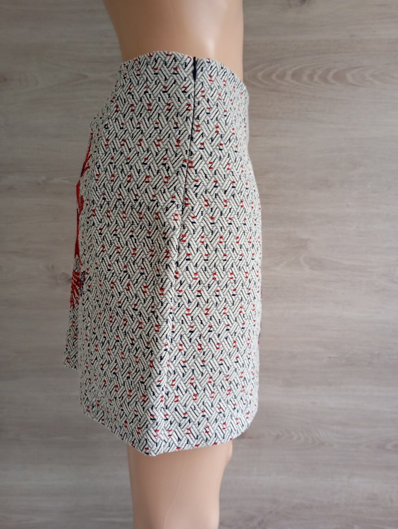 Mini-jupe 🌸 Springfield 🌸 38 - multicolore - Neuf avec étiquette - tissage jacquard - broderies
