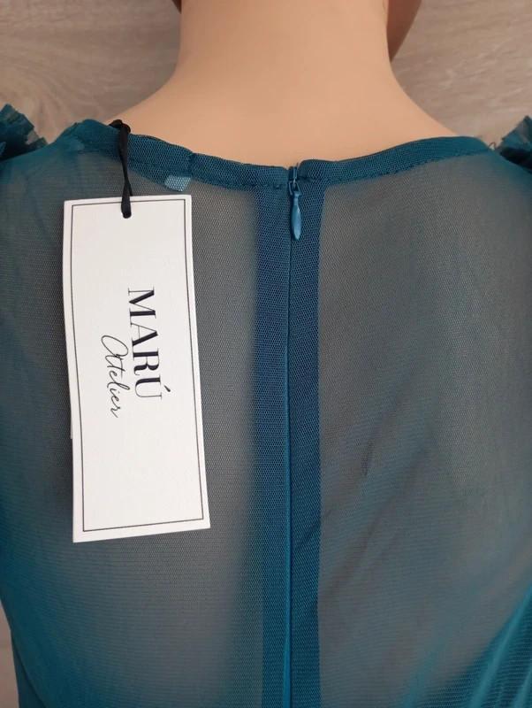 robe midi plissée Maru Atelier - 42 - turquoise - bon état - avec fleurs