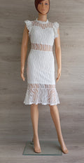 Robe 🌸 Only Fashion 🌸 S - Blanc - Très bon état - mariage - mancherons à volants - col montant