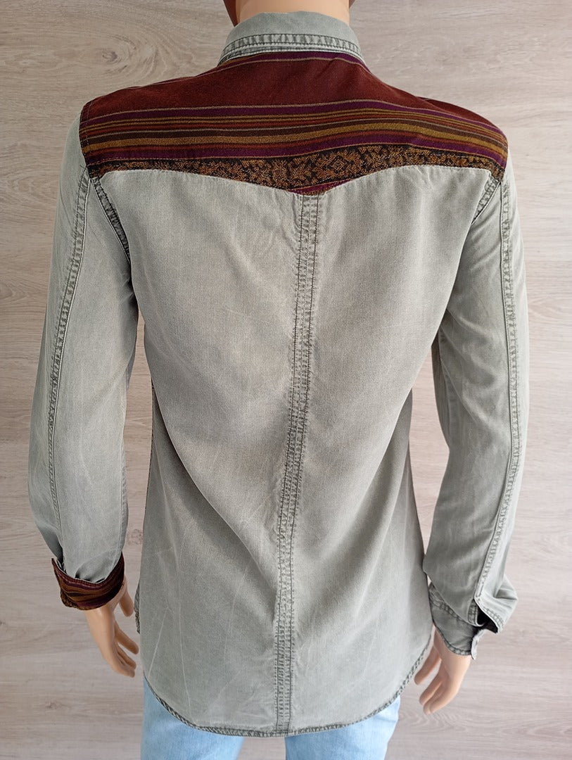 Jolie chemise manches longues Zara - Xs - Vert/multicolore