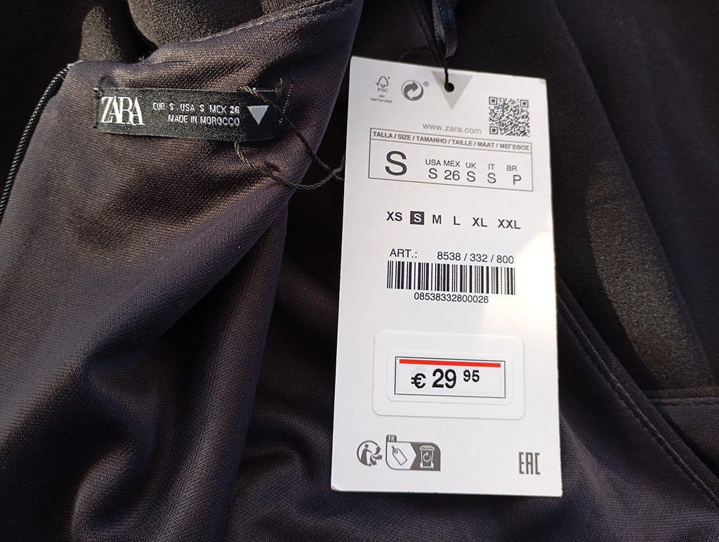 Robe courte manches longues - Zara - S - Noir - Neuf avec étiquette