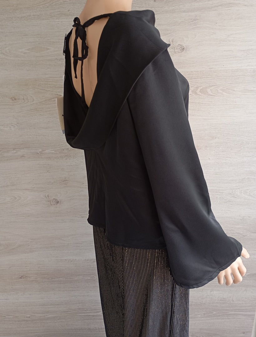 Blouse manches longues 🌸 Armonias -🌸 S - Noir - Neuf avec étiquette - visuel satin