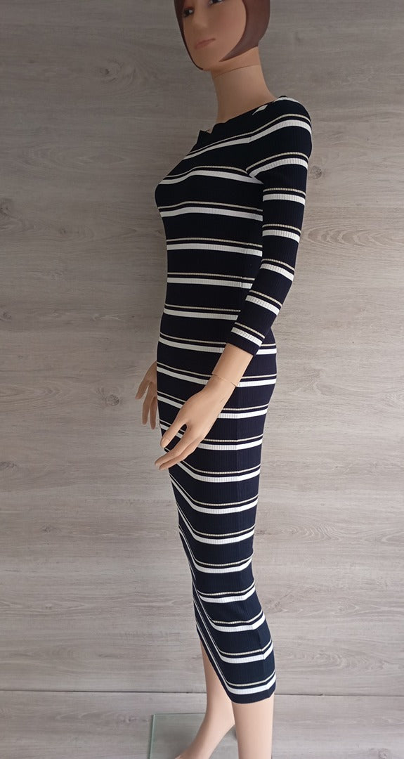 Robe longue rayée marine & doré — Massimo Dutti — Taille XS — Très bon état