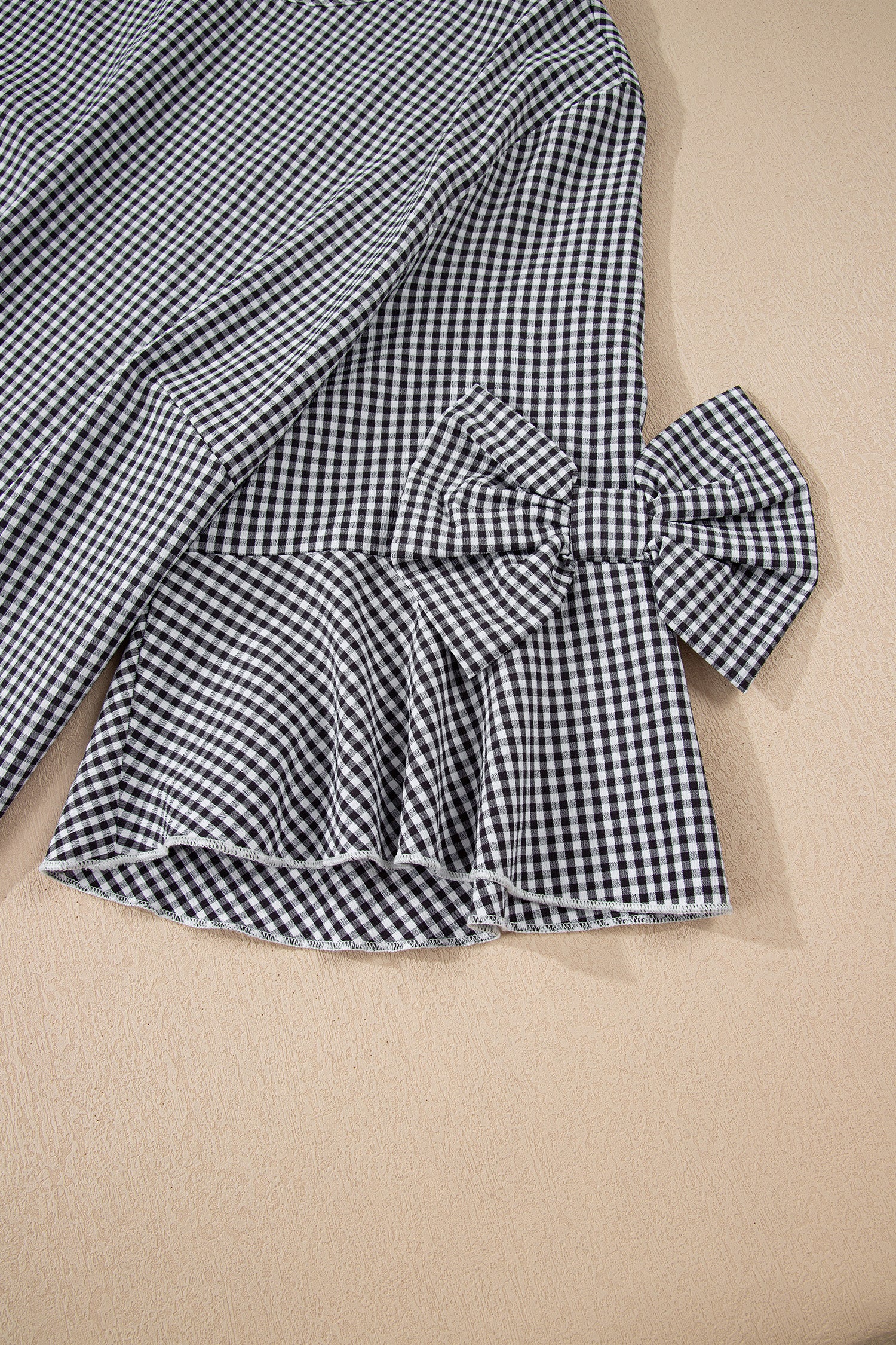 Pull Grande Taille à Carreaux — Nœud Décoratif & Manches Cloche
