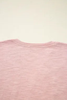Blouse Rose Poudré — Col en V et Manches Batwing Broderie Œillets