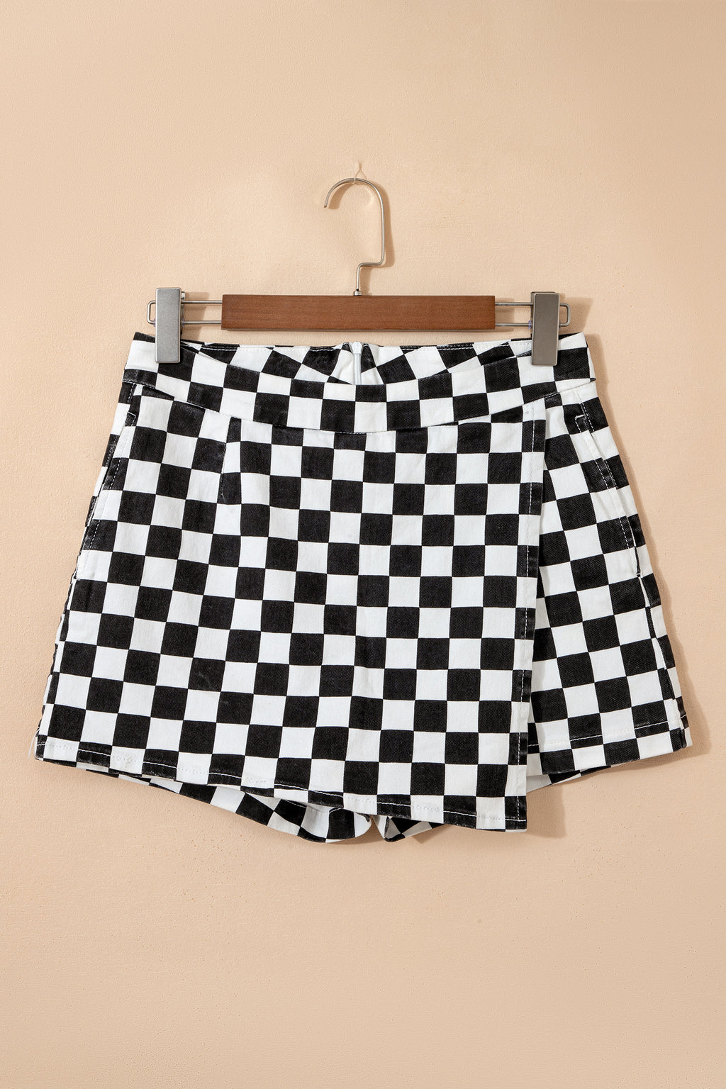 Short en jean à carreaux — Noir & Blanc