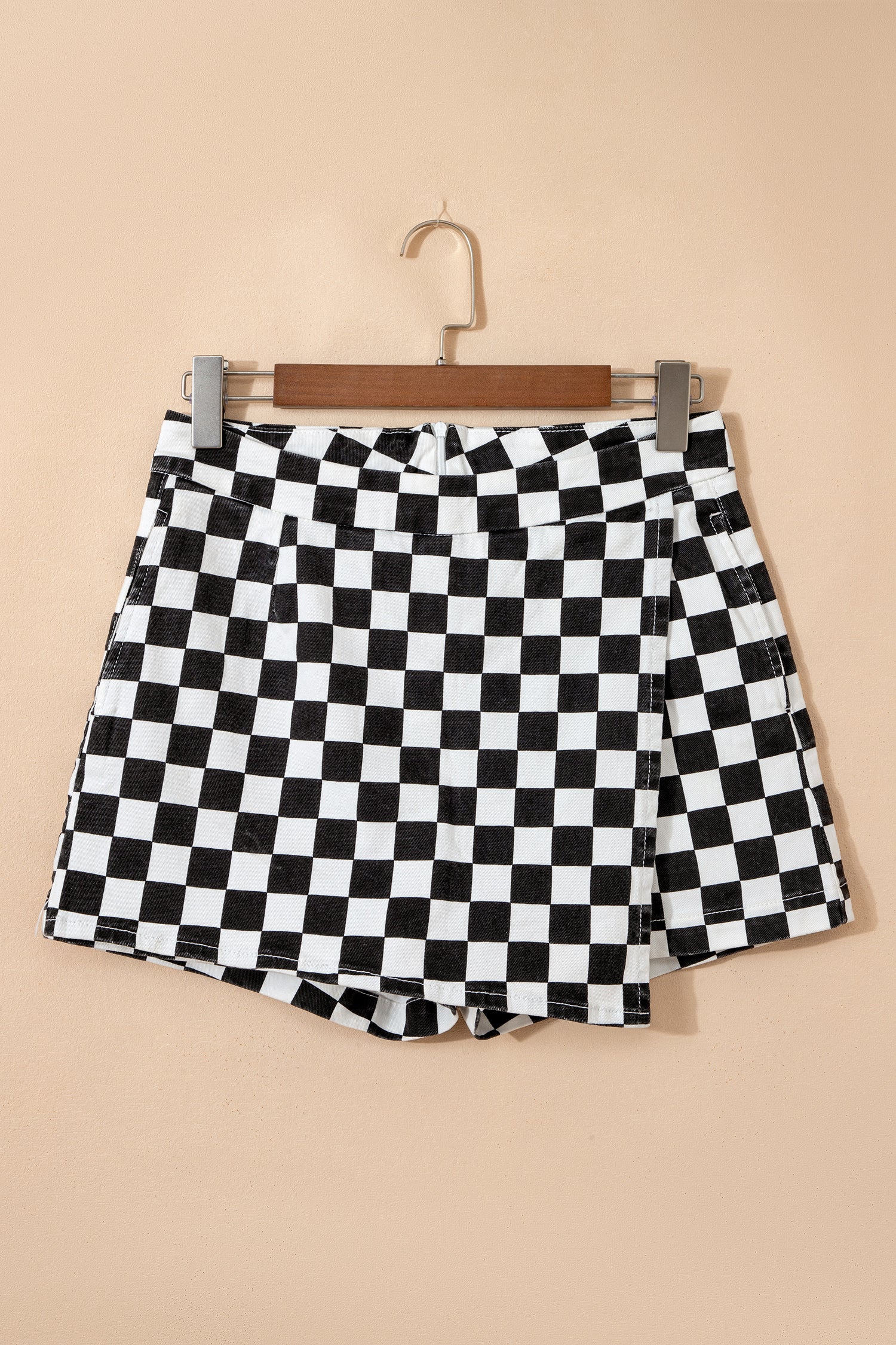 Short en jean à carreaux — Noir & Blanc