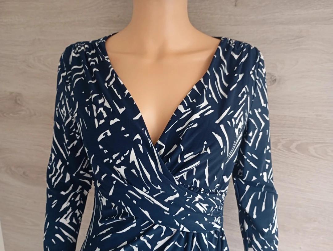 Robe Lauren Ralph Lauren - S - Marine et blanc - manches longues - marine et blanc - col cache coeur