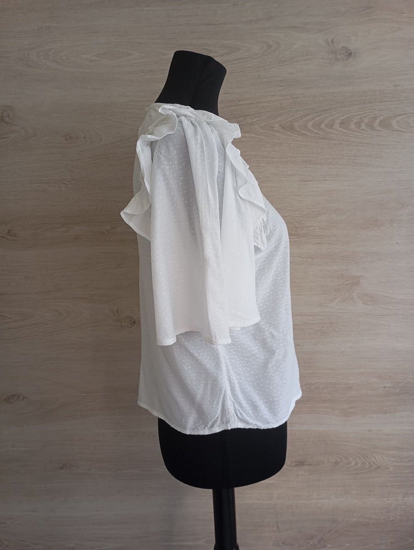 Blouse manches courtes - Camaieu - M - Blanc - très bon état - viscose