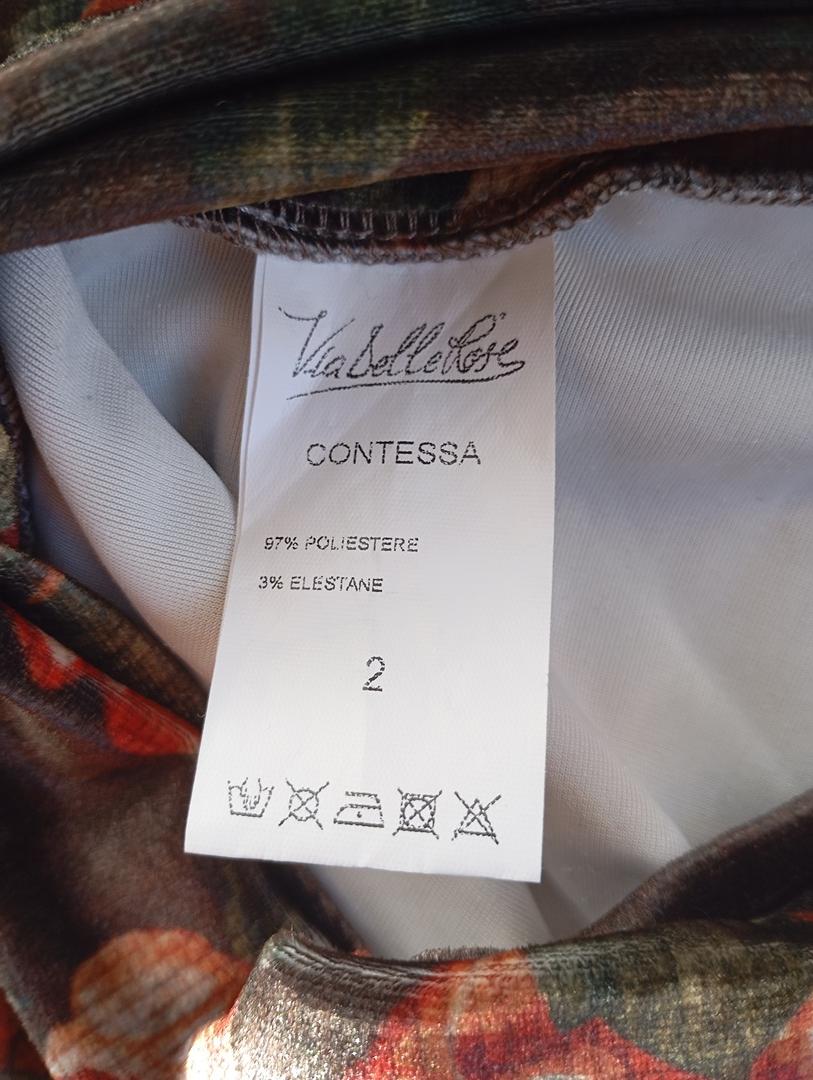 Legging Via Delle Rose - M - Multicolore - motif floral - velours