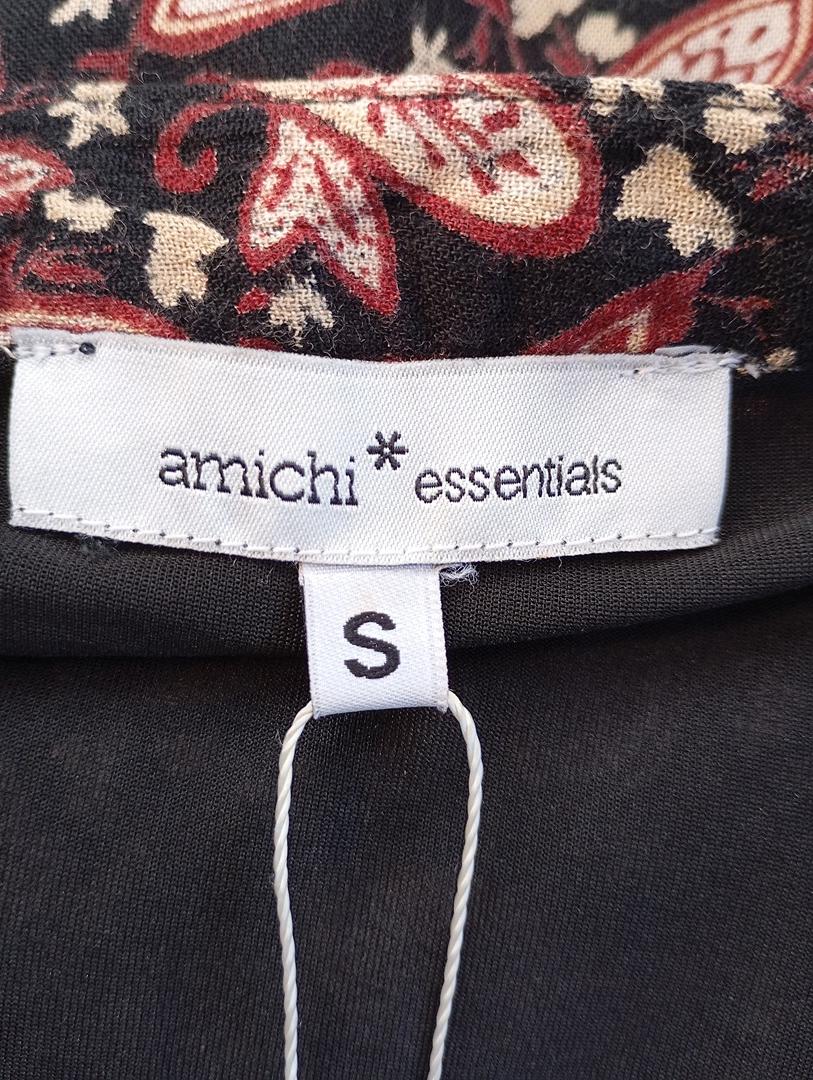 Robe courte - manches longues - Amichi Essentials - S - bordeau/multicolore - Neuf - viscose
