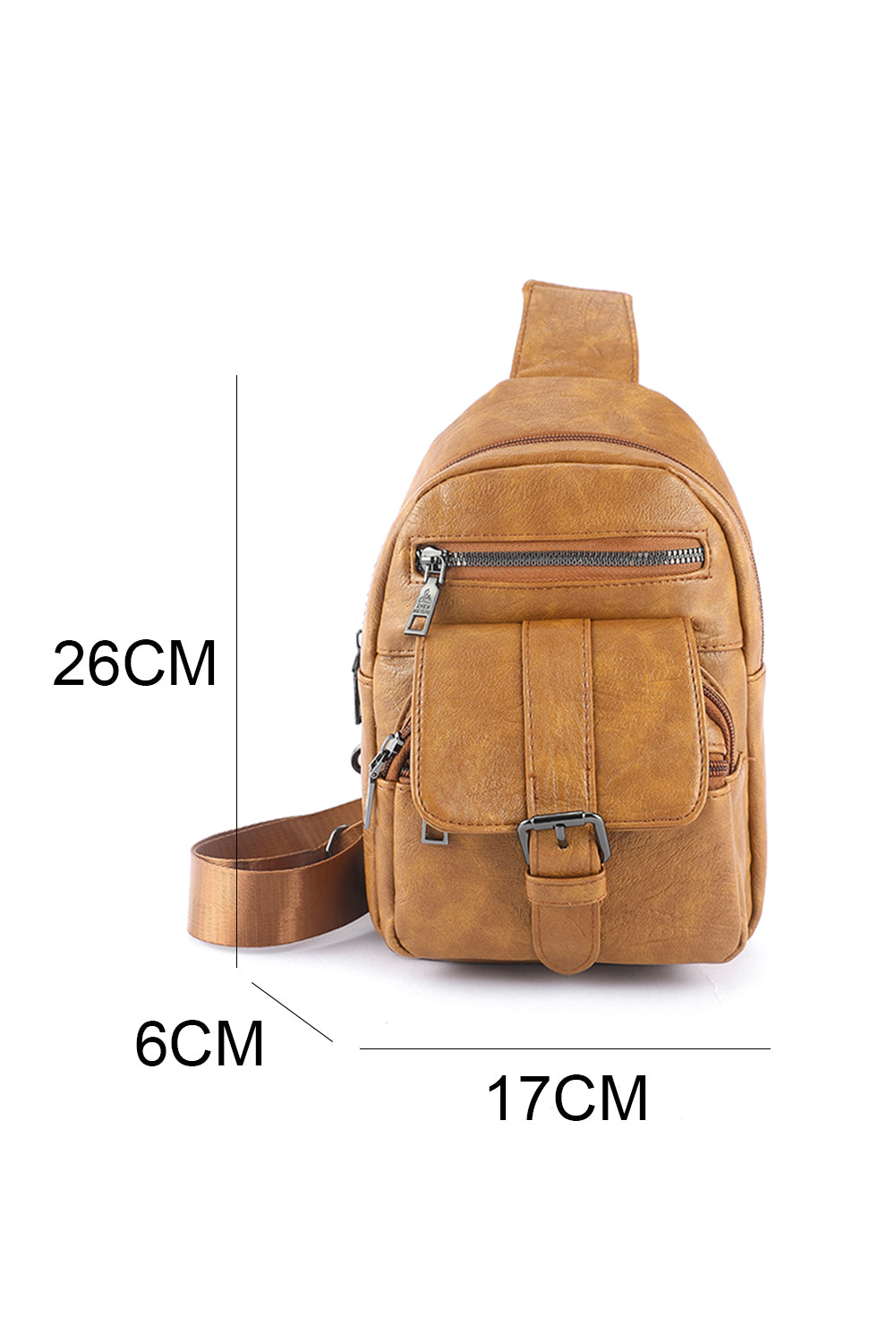 Sac bandoulière kaki vintage - Poches multiples - Simili-cuir