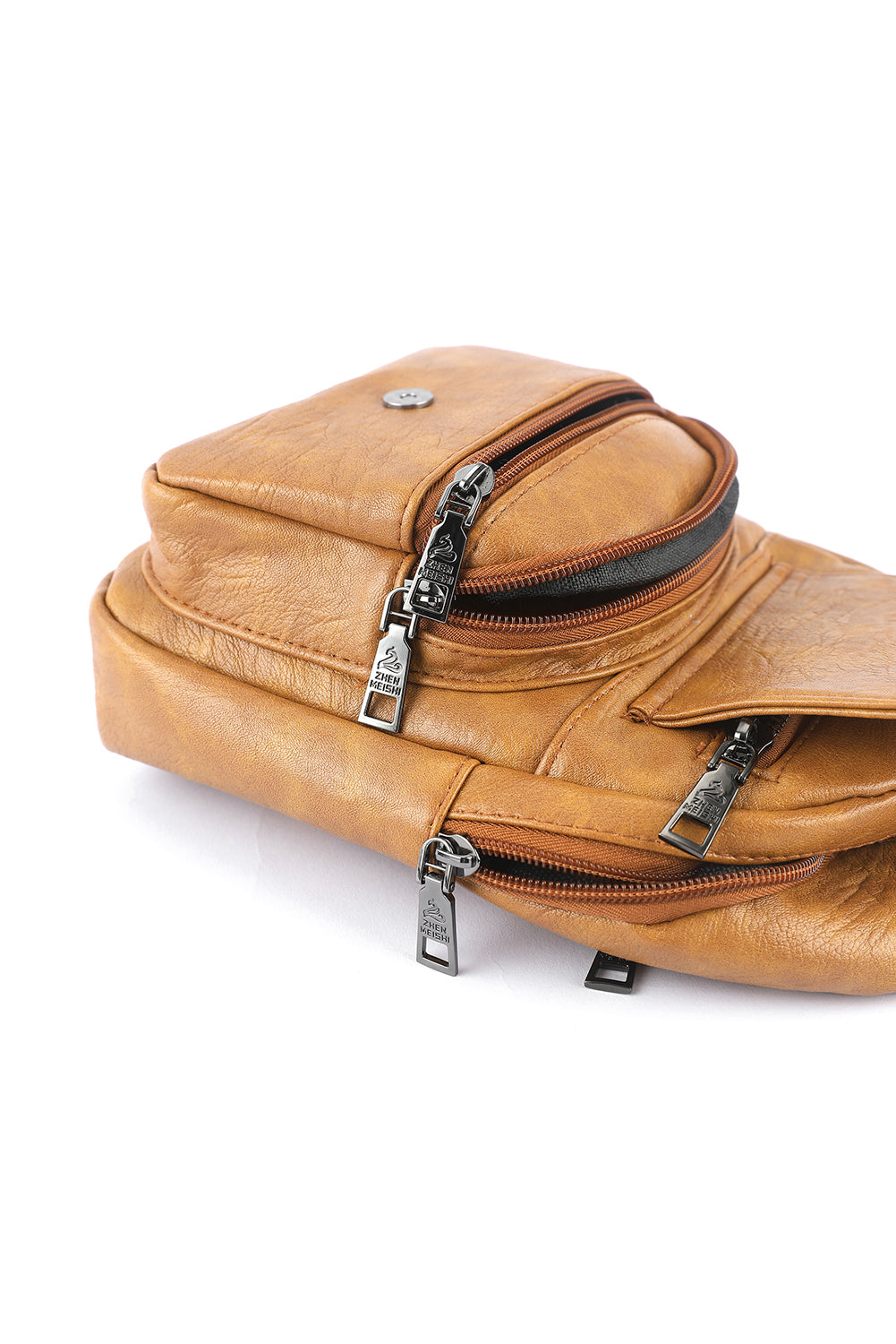 Sac bandoulière kaki vintage - Poches multiples - Simili-cuir